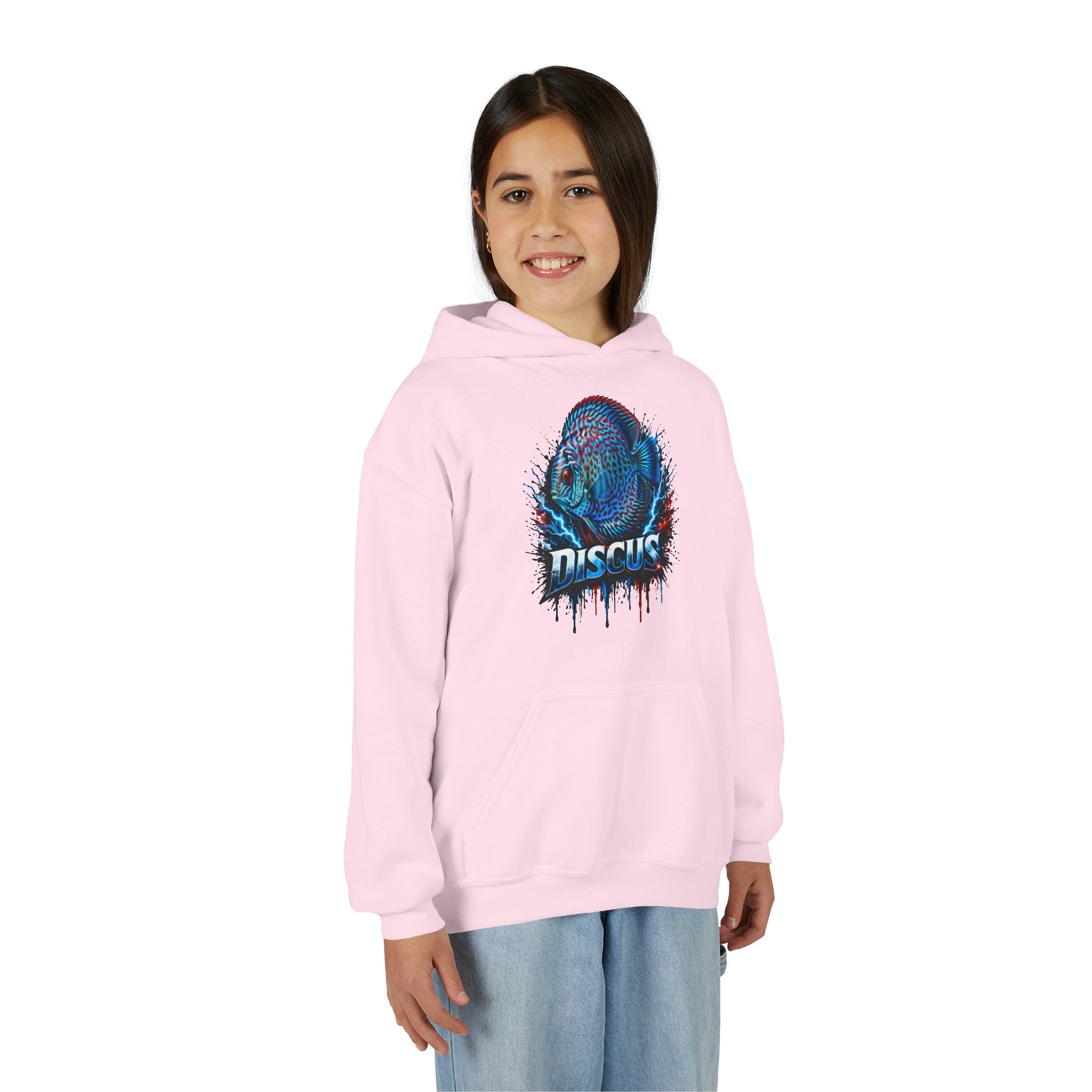 Youth Hoodie — Colorful Discus Fish Graphic Pullover