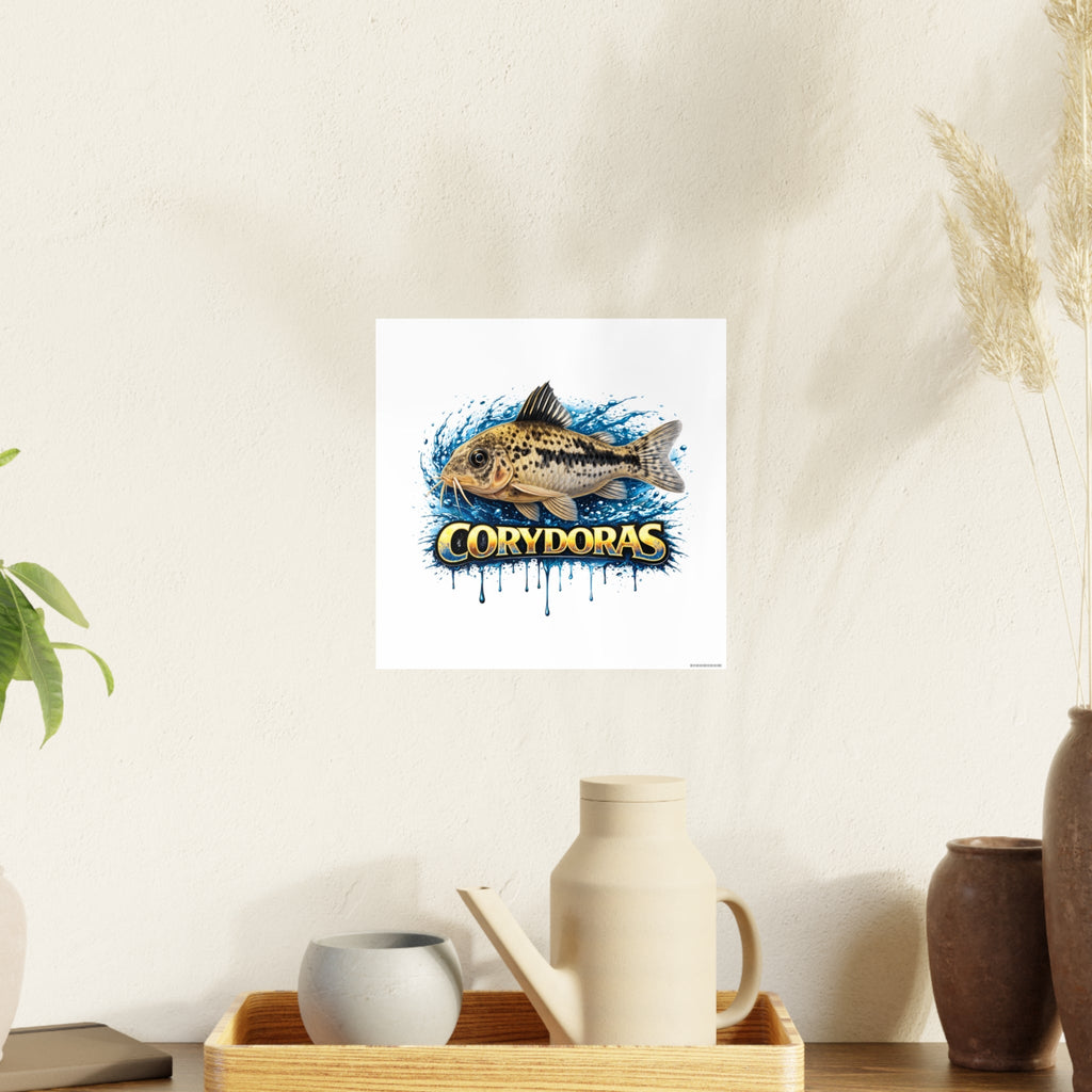Peppered Corydoras Fish Art Poster — Vibrant Aquarium Print