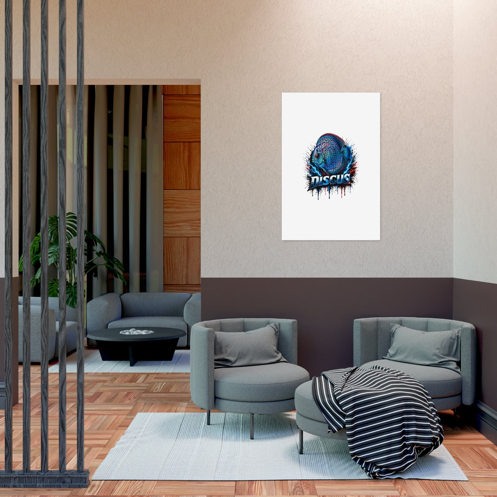 Discus Fish Poster — Vibrant Blue Aquarium Art Print