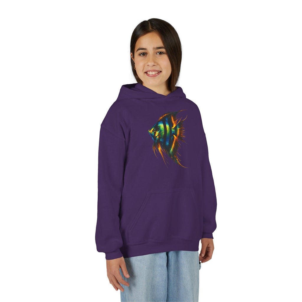Youth Angelfish Hoodie - Colorful Aquarium Fish Graphic Sweatshirt