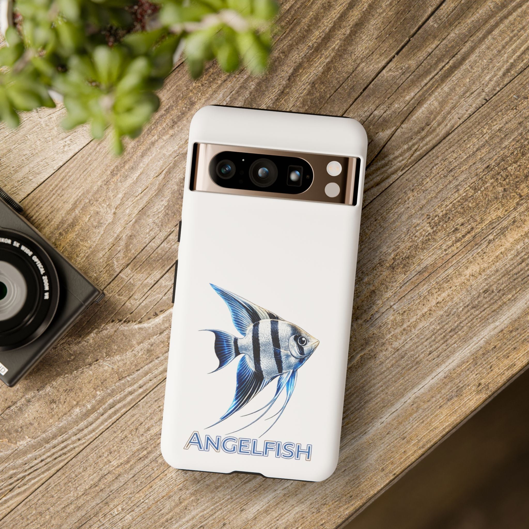 Angelfish Tough Phone Case – Durable Protective Case with Blue Tropical Fish Design