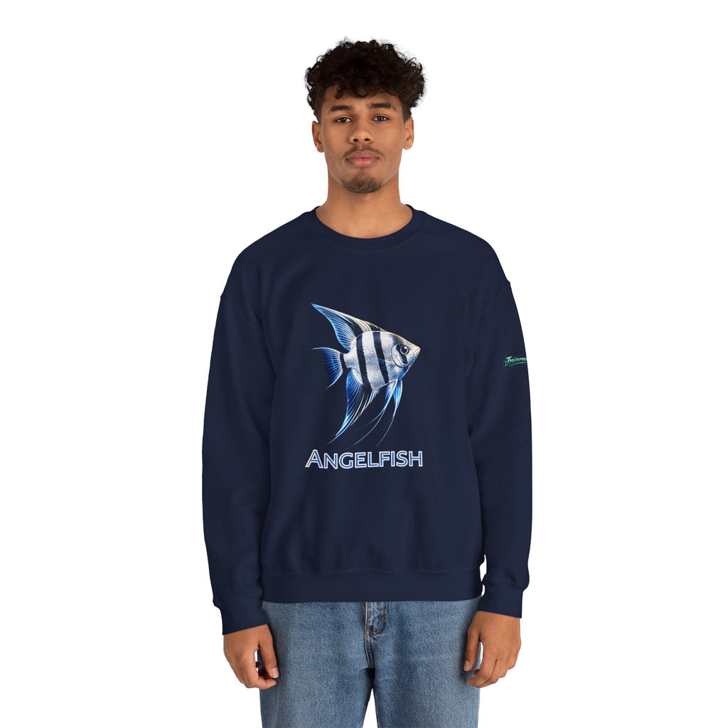 Angelfish Crewneck Sweatshirt — Blue Tropical Fish Graphic