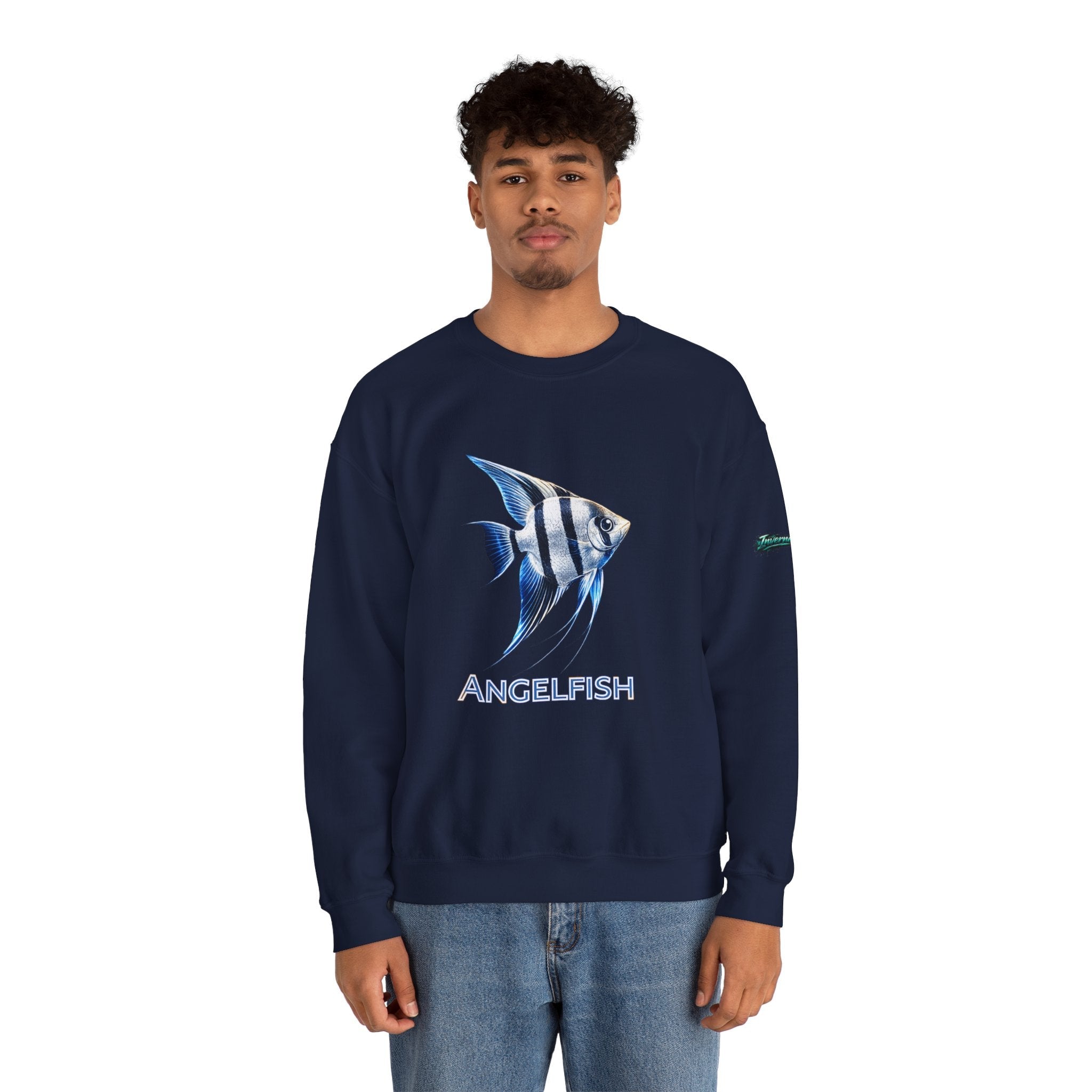 Angelfish Crewneck Sweatshirt — Blue Tropical Fish Graphic
