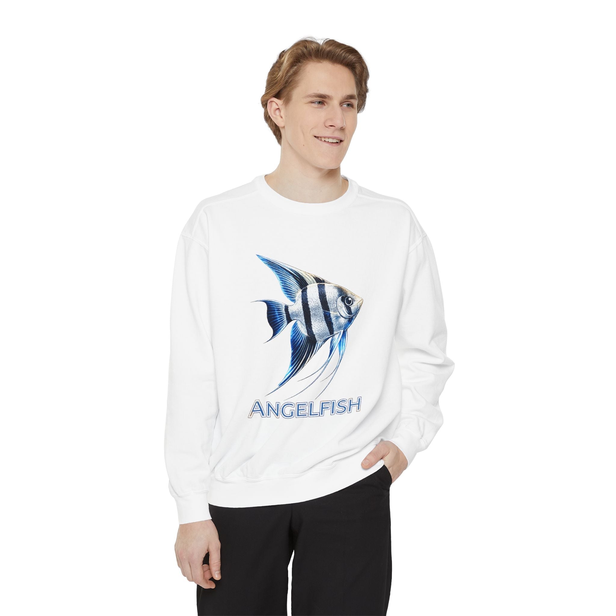 Angelfish Graphic Sweatshirt — Blue Tropical Fish Crewneck