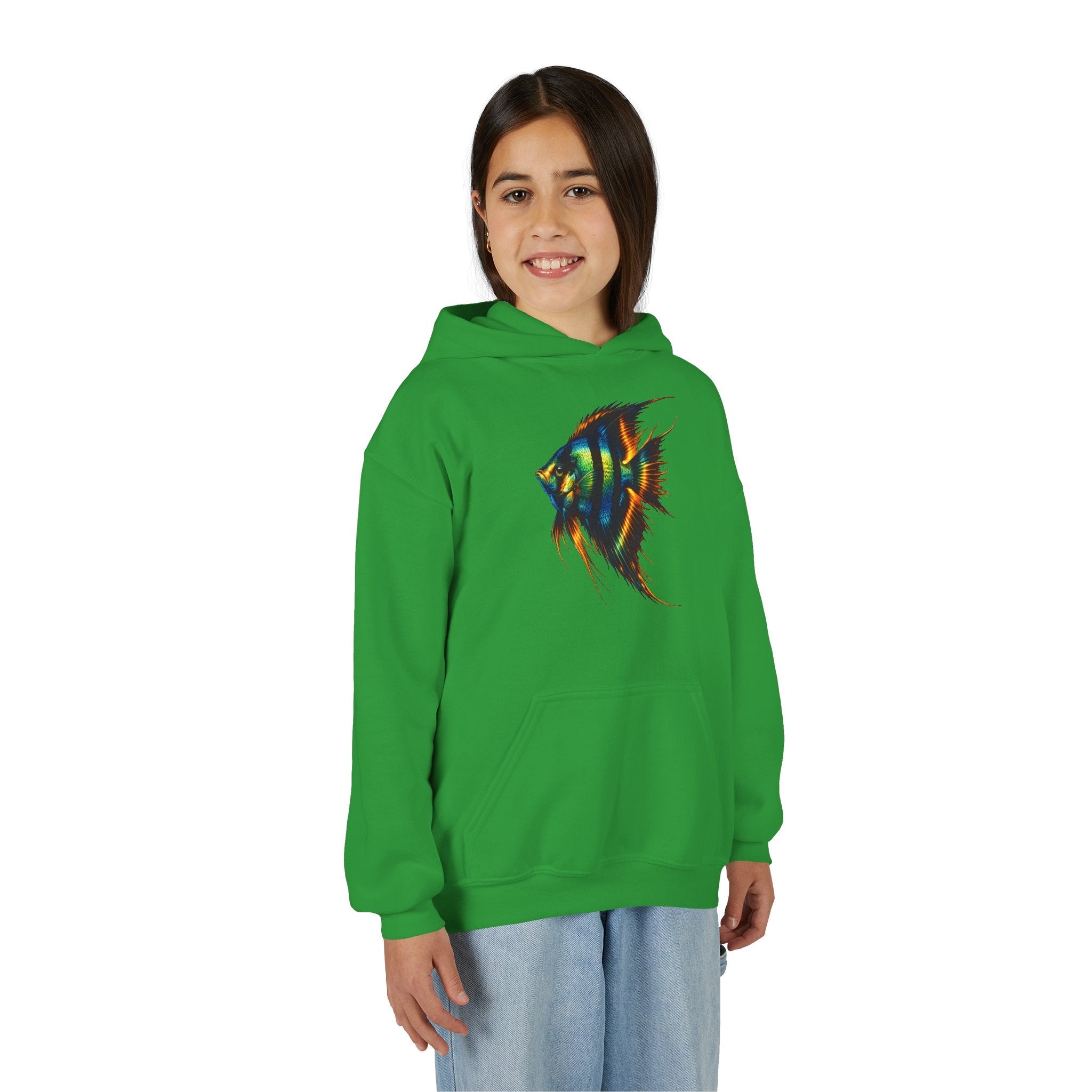 Youth Angelfish Hoodie - Colorful Aquarium Fish Graphic Sweatshirt