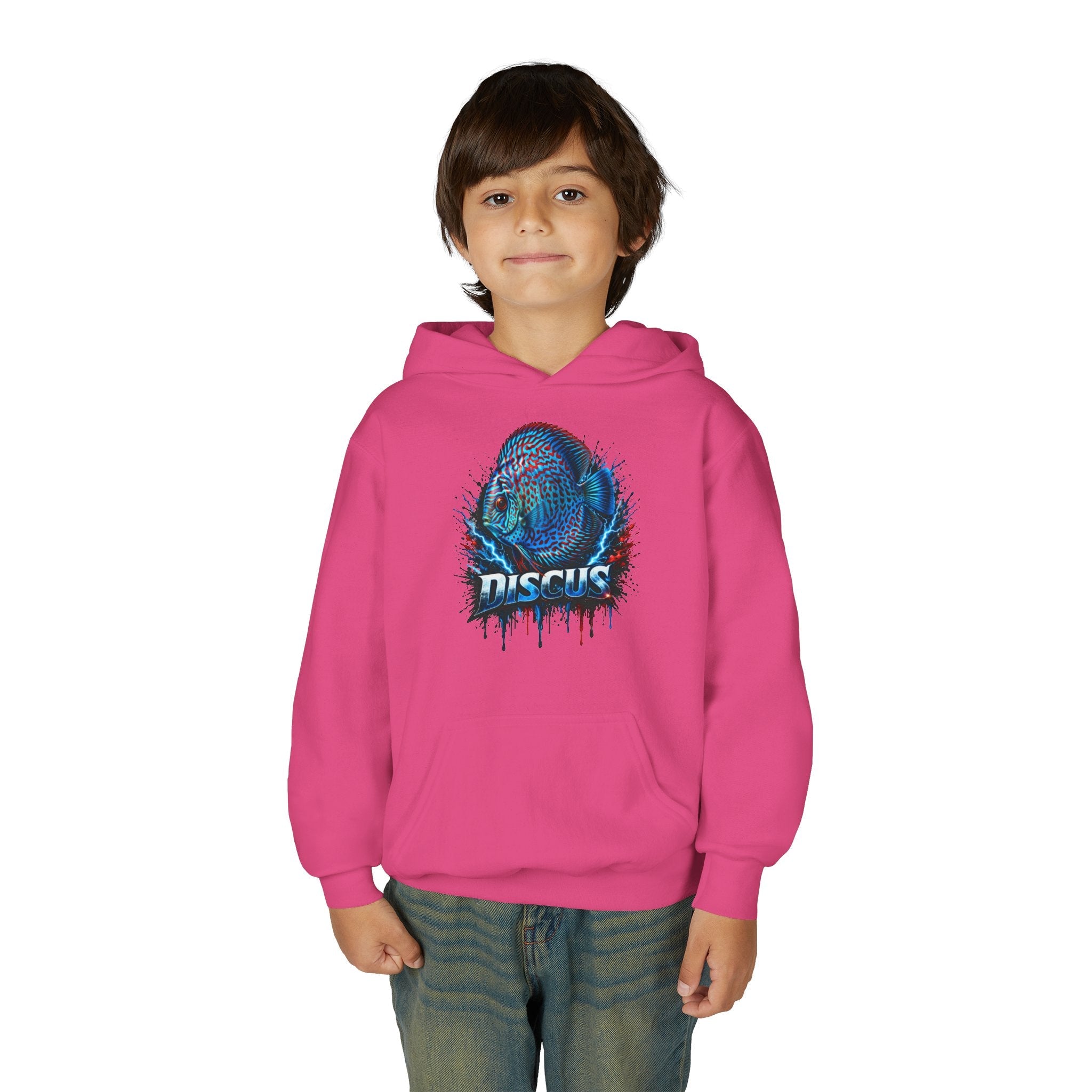 Youth Hoodie — Colorful Discus Fish Graphic Pullover