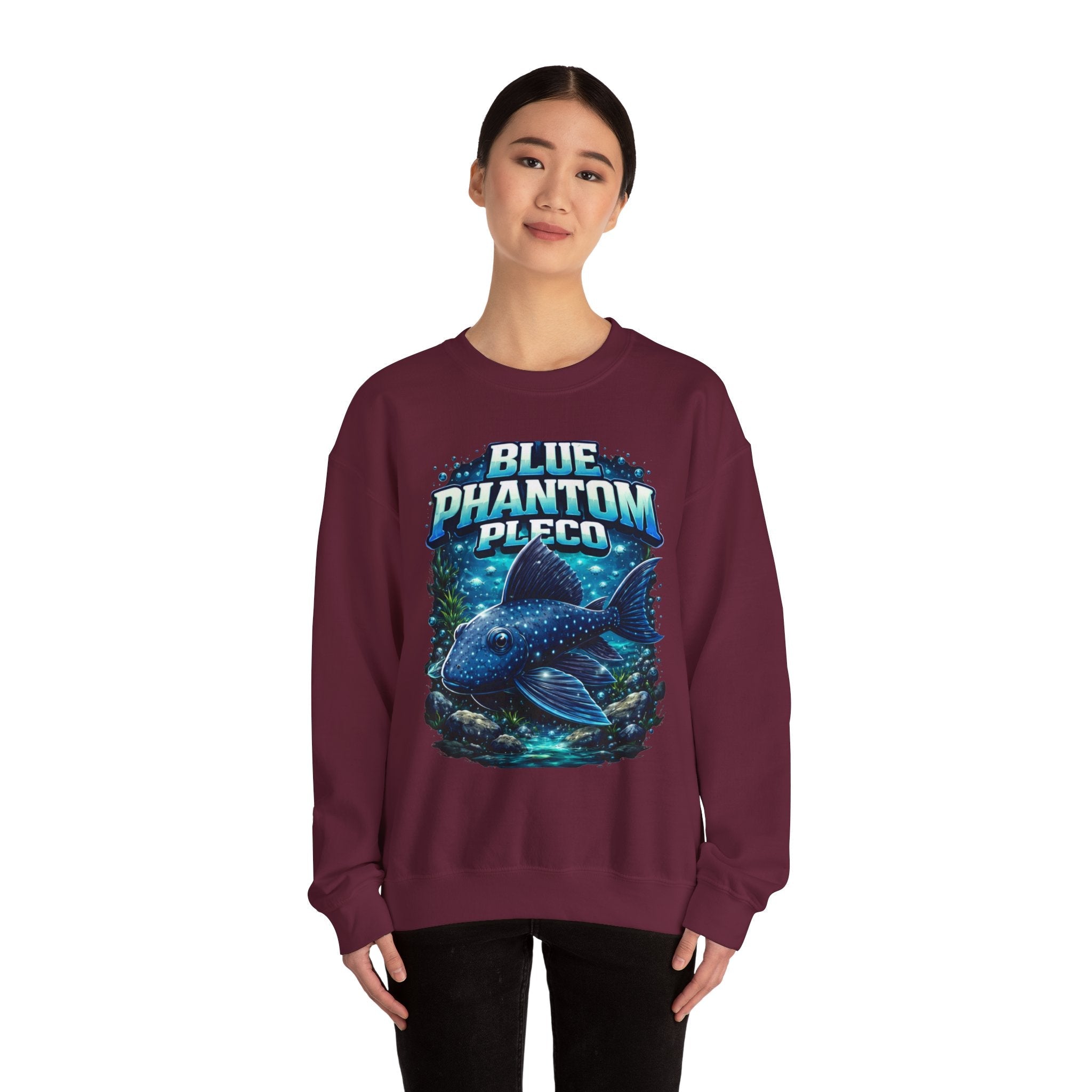 Blue Phantom Pleco Crewneck Sweatshirt – Aquatic Fish Graphic Pullover
