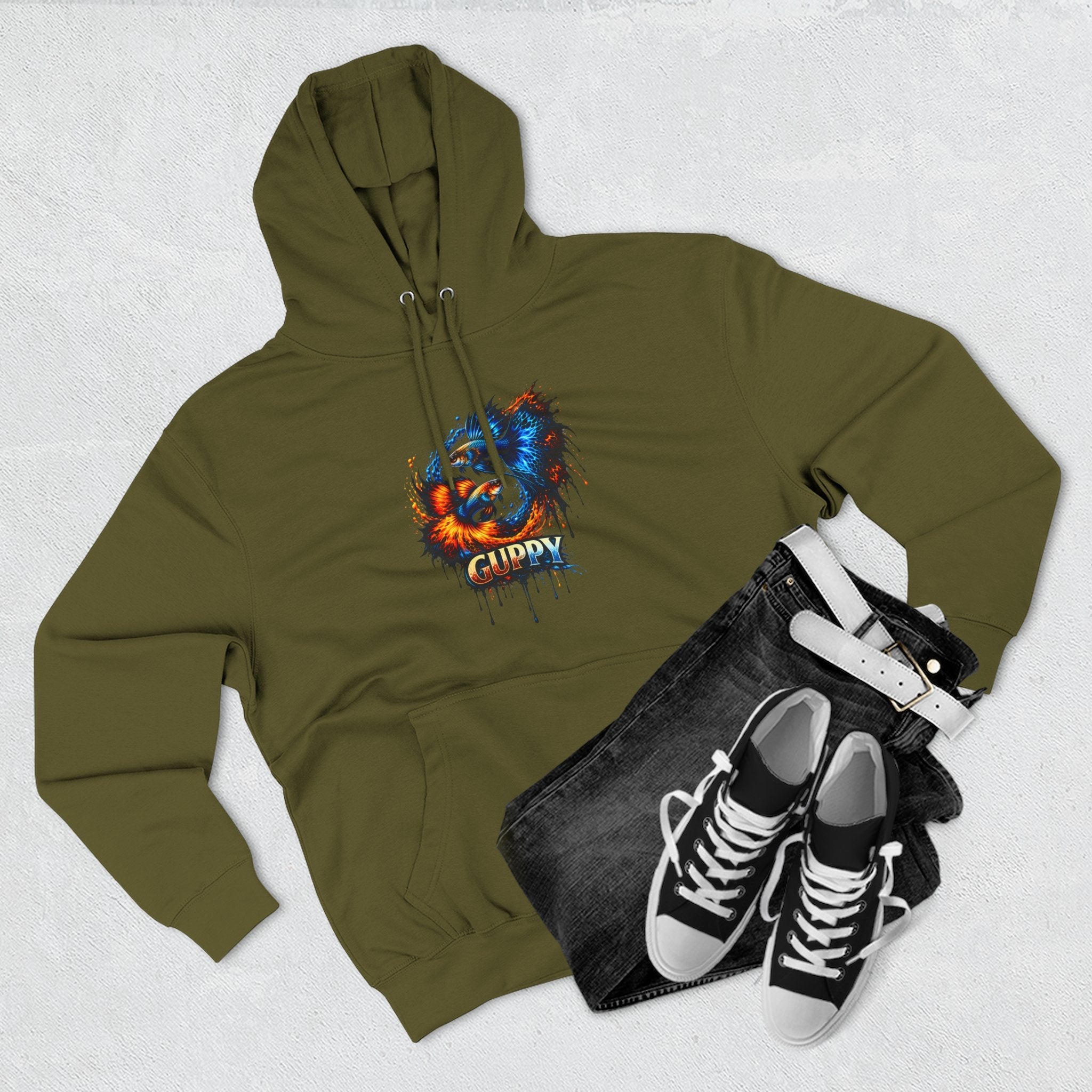 Fire & Ice Guppy – Premium Three-Panel Fleece Hoodie