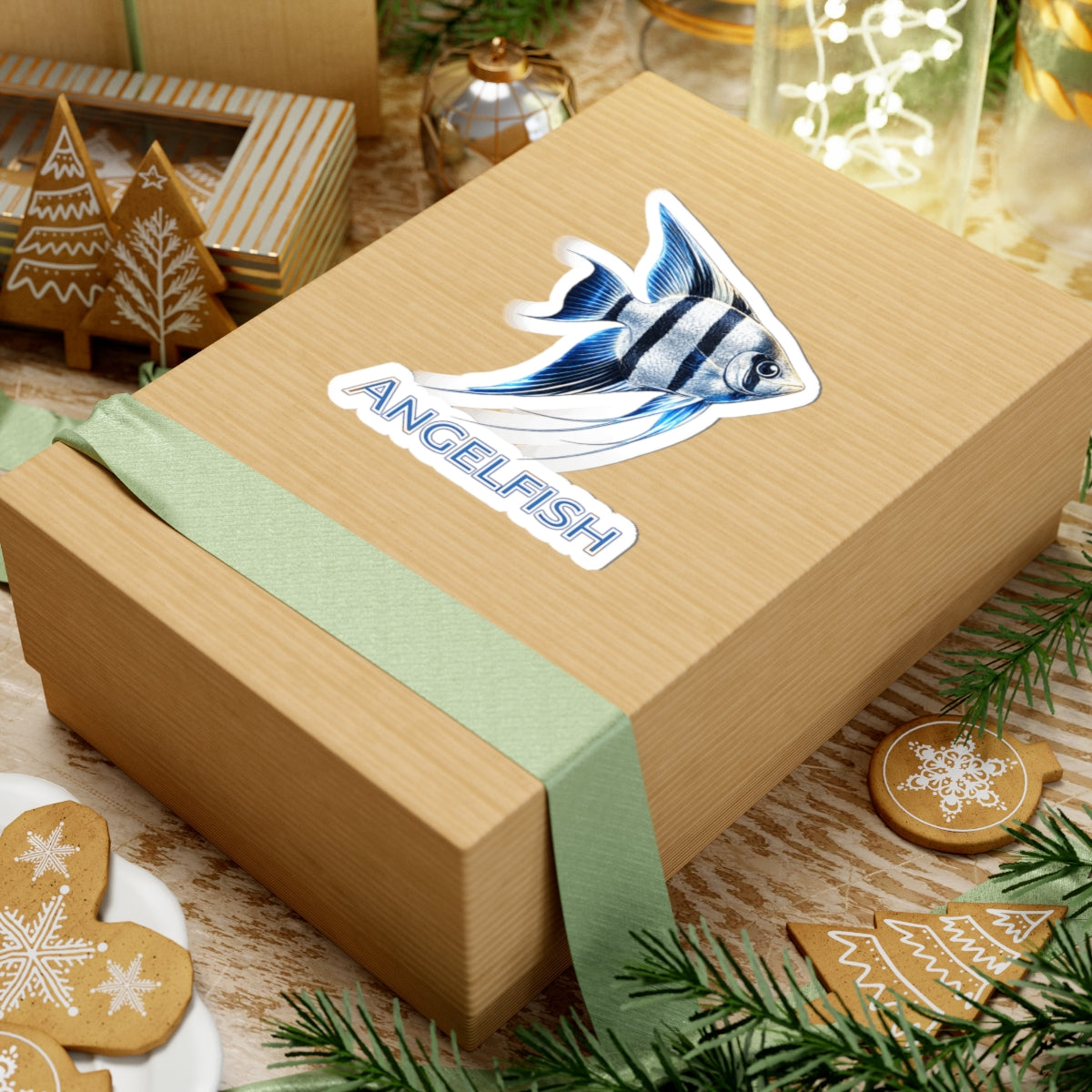Angelfish -Cut Sticker — Blue Tropical Fish Decal for Laptops, Water Bottles & Aquarists