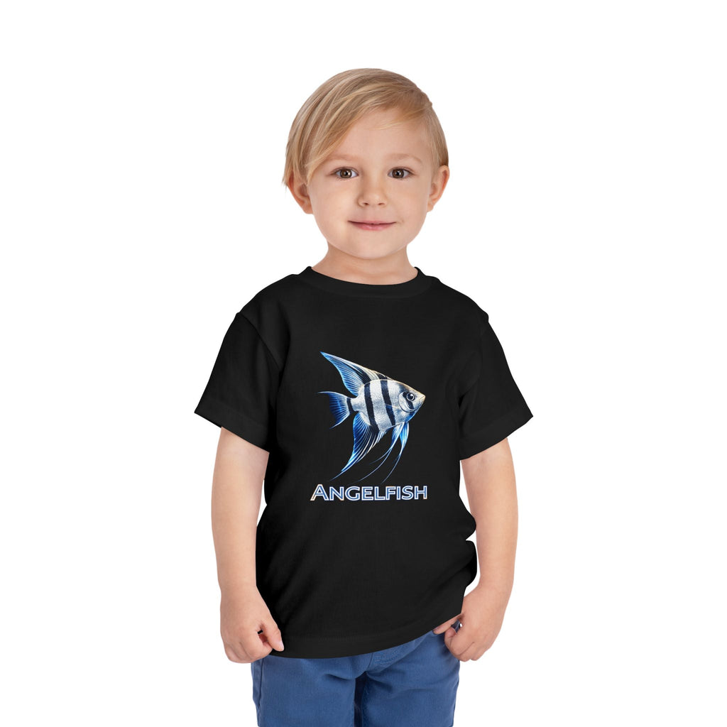 Angelfish Toddler Tee – Blue Aquarium Fish Graphic Shirt