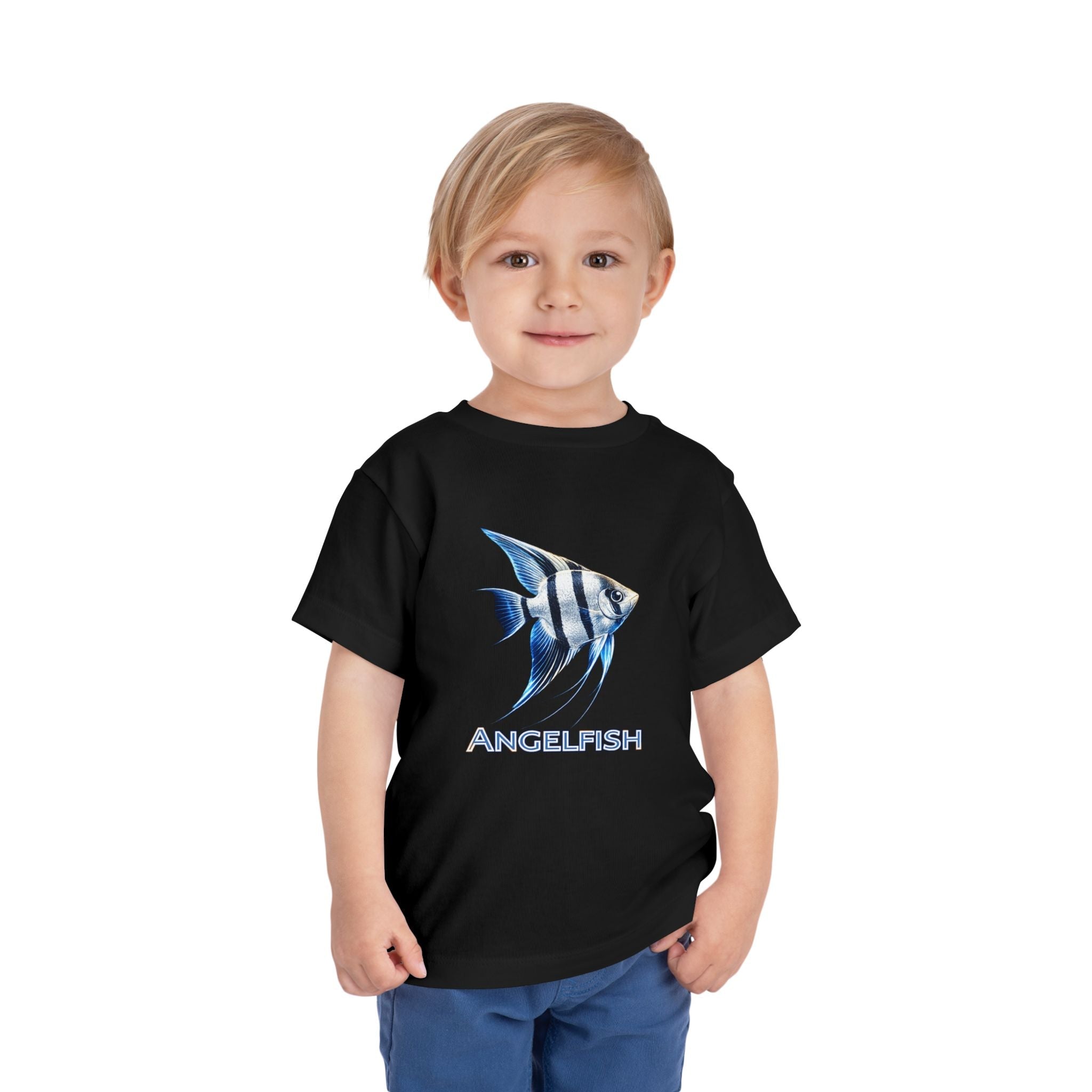 Angelfish Toddler Tee – Blue Aquarium Fish Graphic Shirt