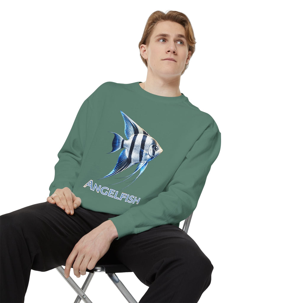 Angelfish Graphic Sweatshirt — Blue Tropical Fish Crewneck