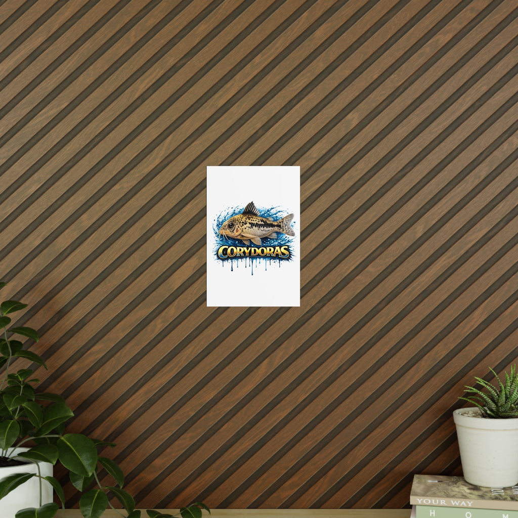 Peppered Cory Photopaper Poster — Colorful Aquarium Catfish Art Print