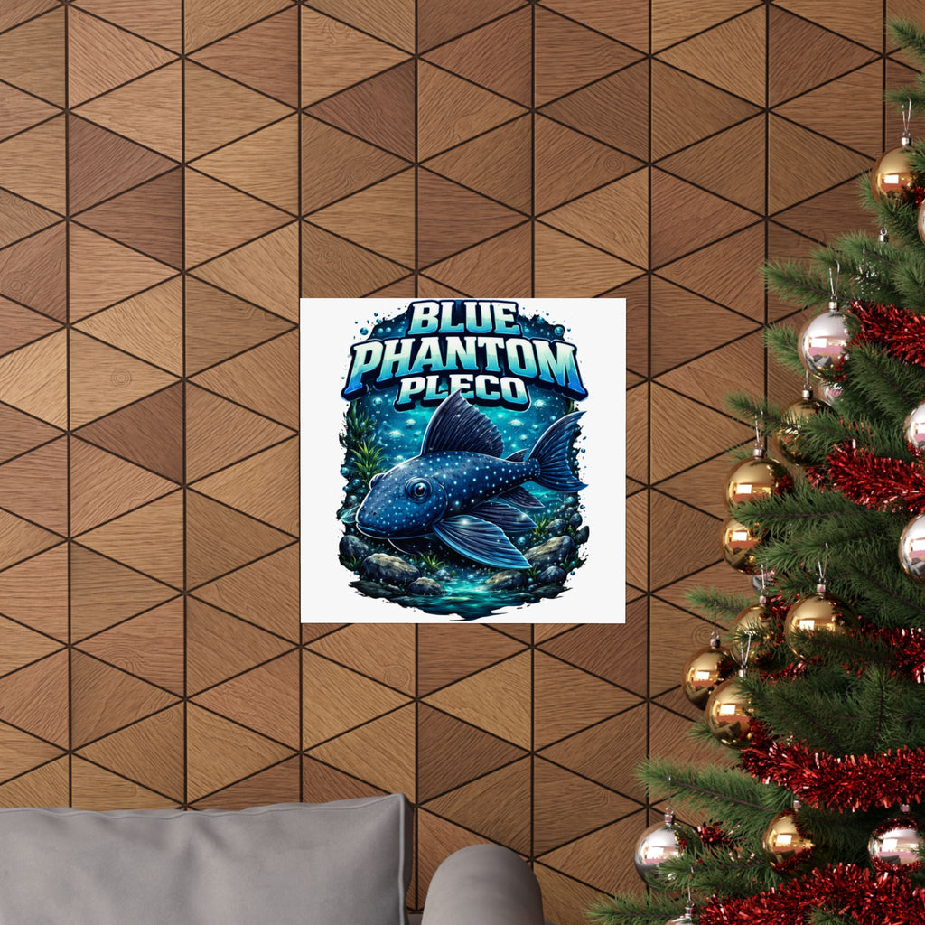 Blue Phantom Pleco Poster — Matte Vertical Aquarium Fish Art Print