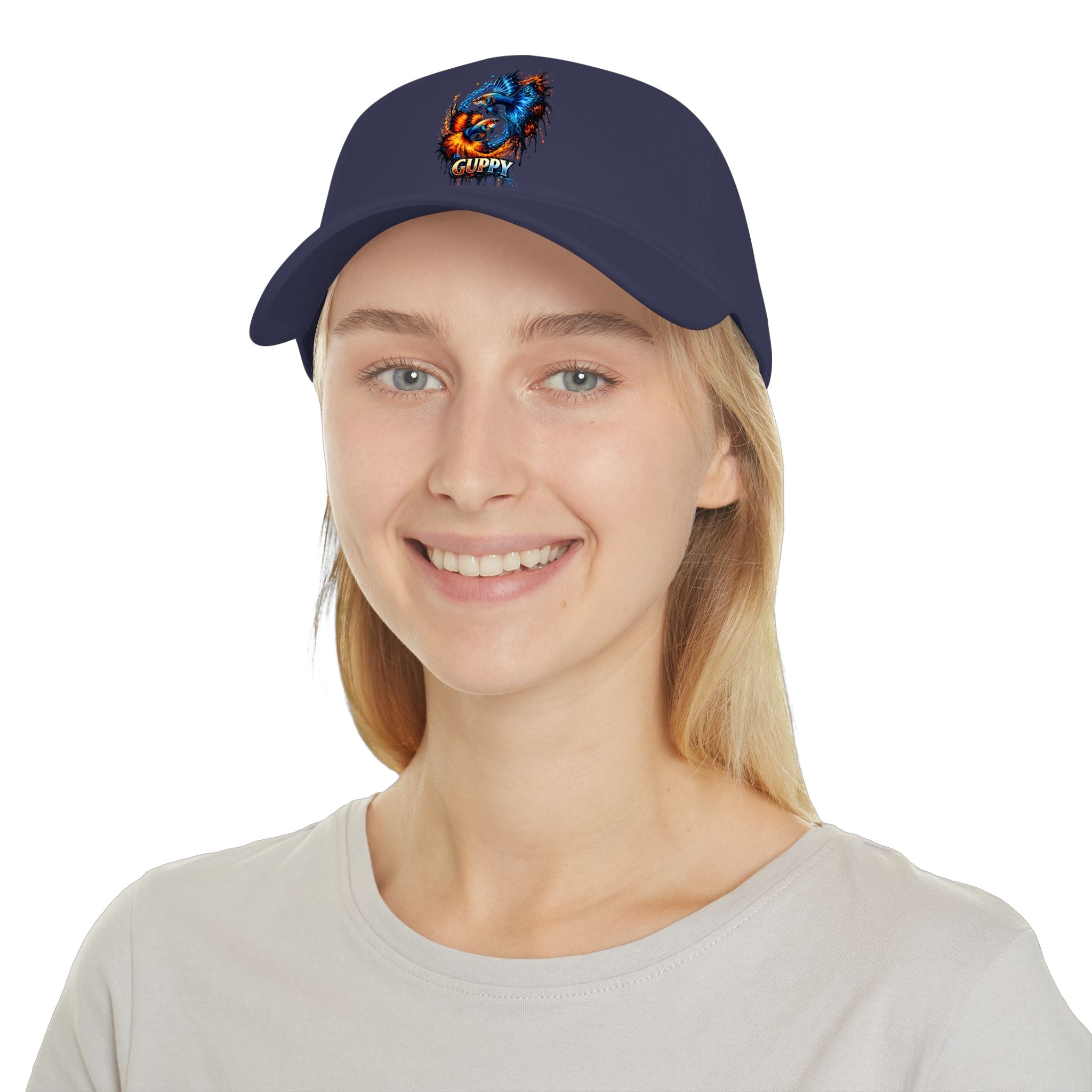 Low Profile Cap — Colorful Grunge Fish 'Guppy' Embroidered Hat