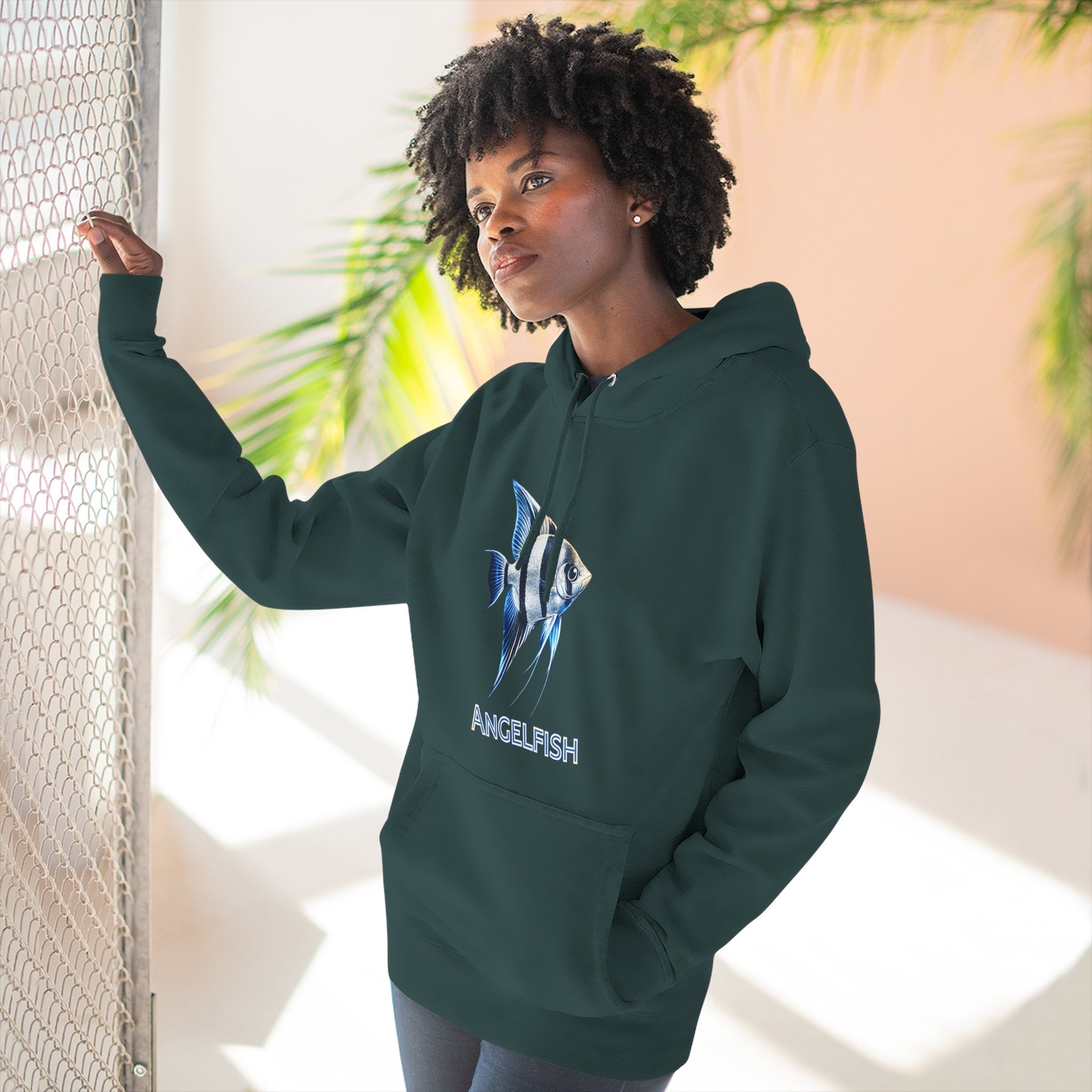 Angelfish Graphic Hoodie — Blue Aquarium Fish Pullover