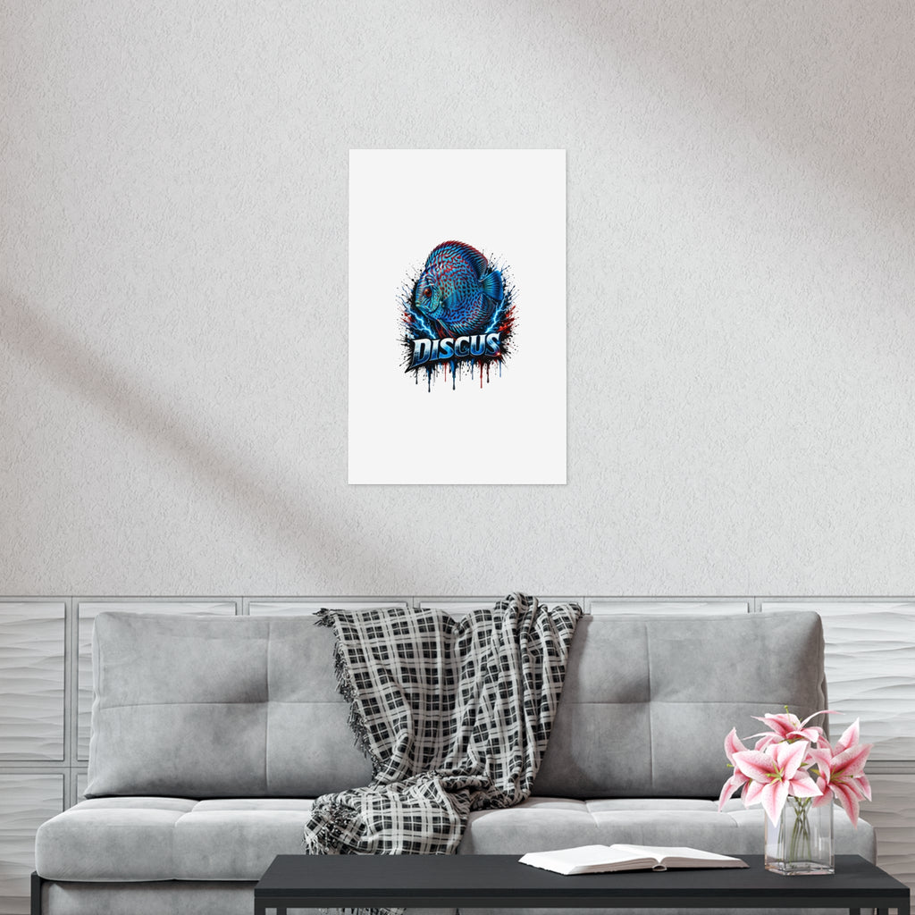 Discus Fish Poster — Vibrant Blue Aquarium Art Print