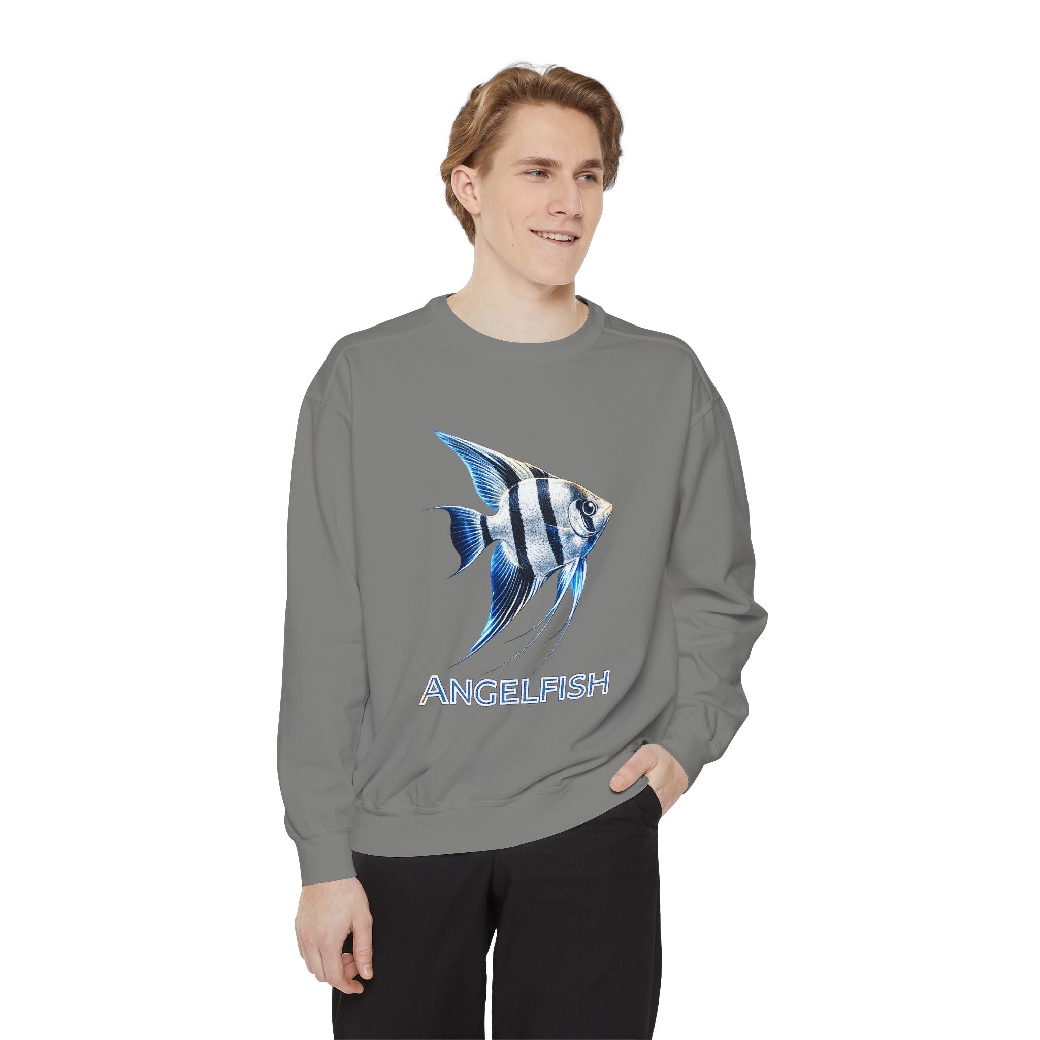Angelfish Graphic Sweatshirt — Blue Tropical Fish Crewneck