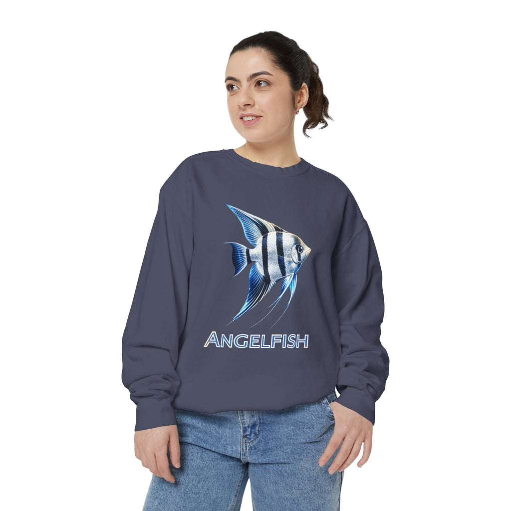 Angelfish Graphic Sweatshirt — Blue Tropical Fish Crewneck