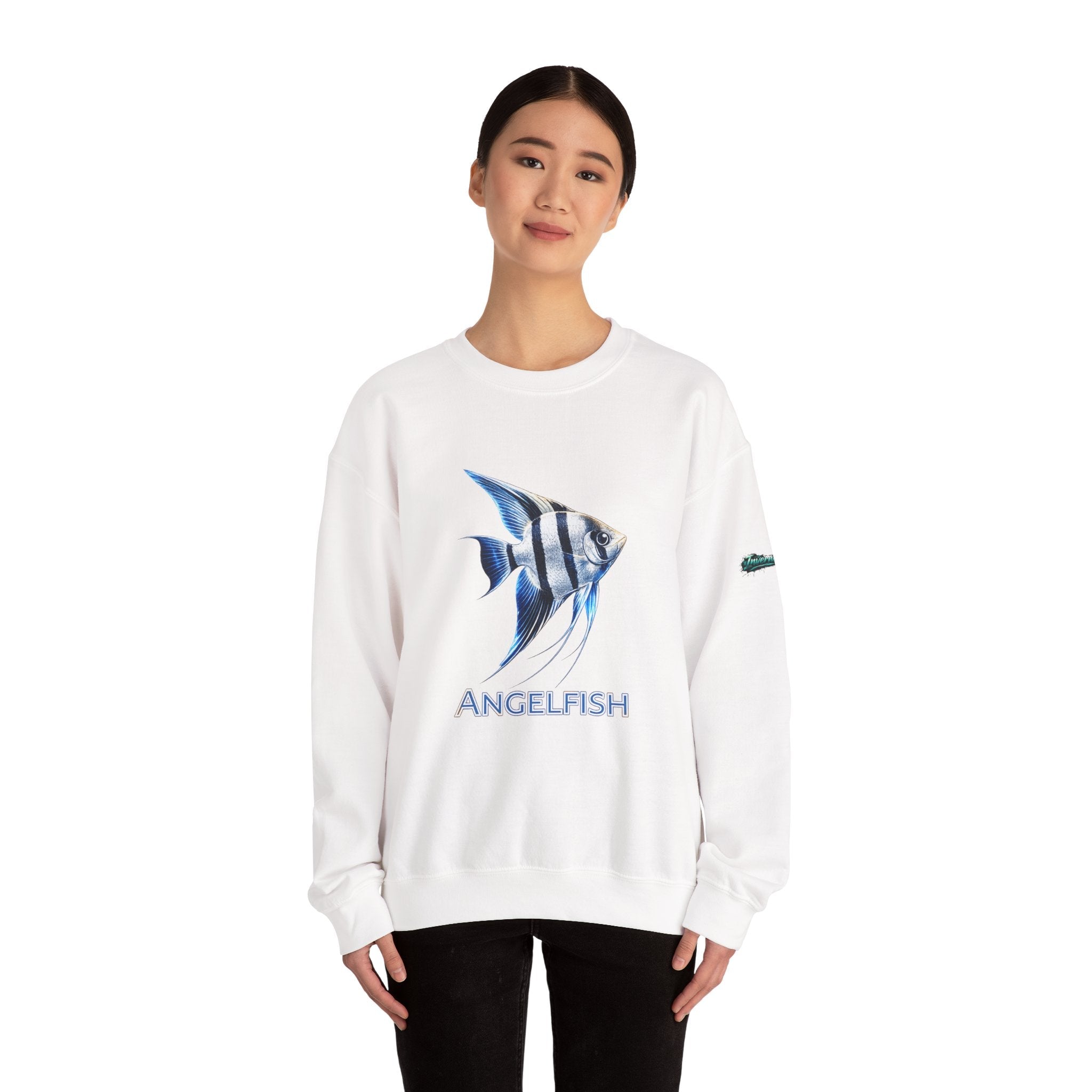 Angelfish Crewneck Sweatshirt — Blue Tropical Fish Graphic