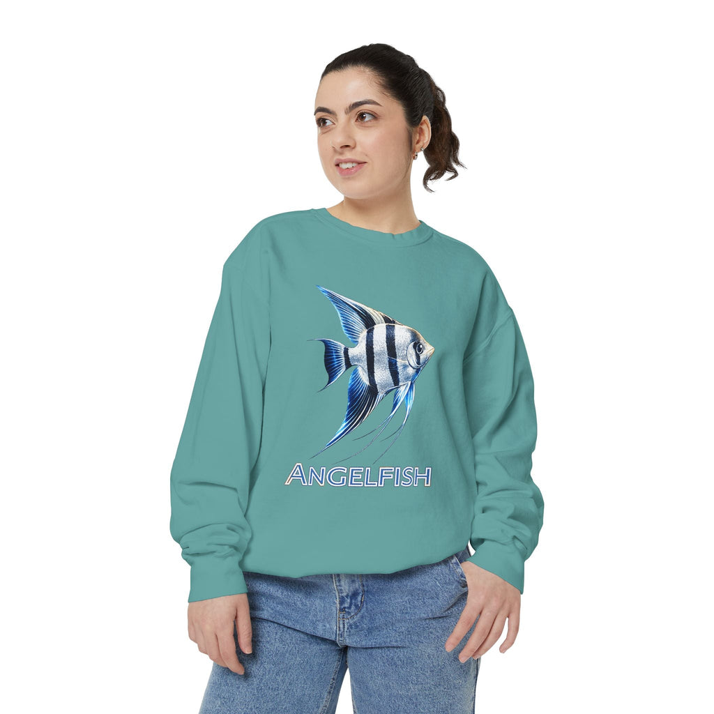 Angelfish Graphic Sweatshirt — Blue Tropical Fish Crewneck