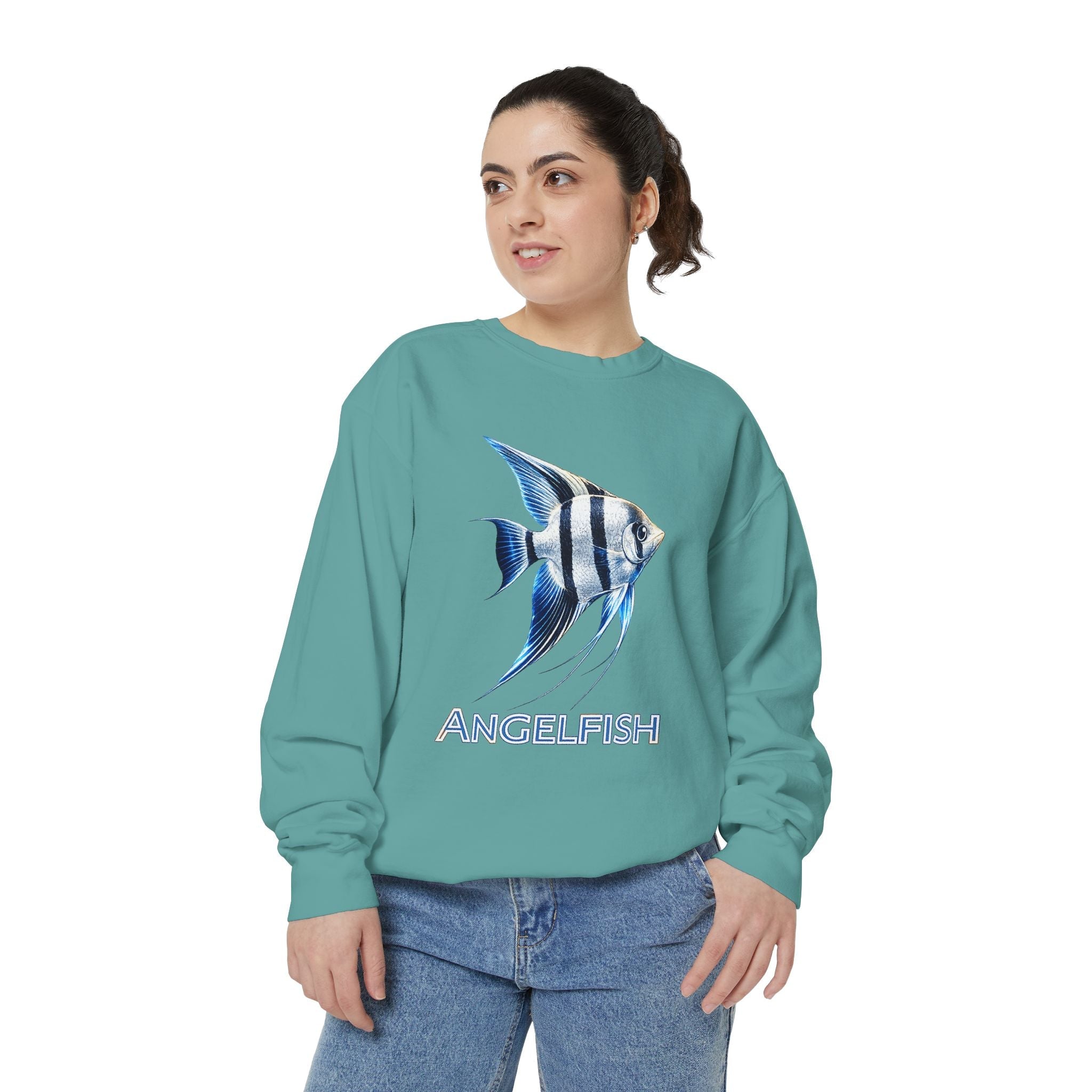 Angelfish Graphic Sweatshirt — Blue Tropical Fish Crewneck