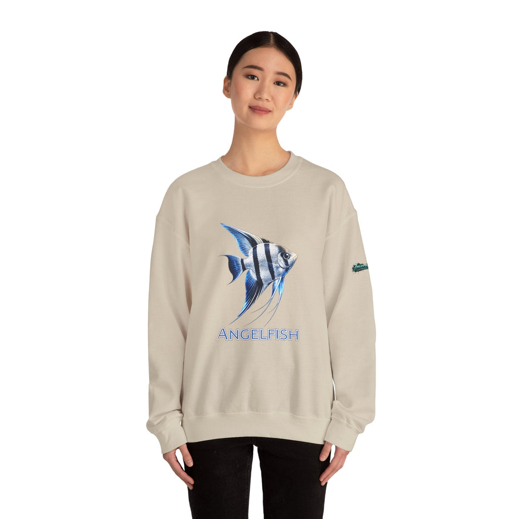 Angelfish Crewneck Sweatshirt — Blue Tropical Fish Graphic