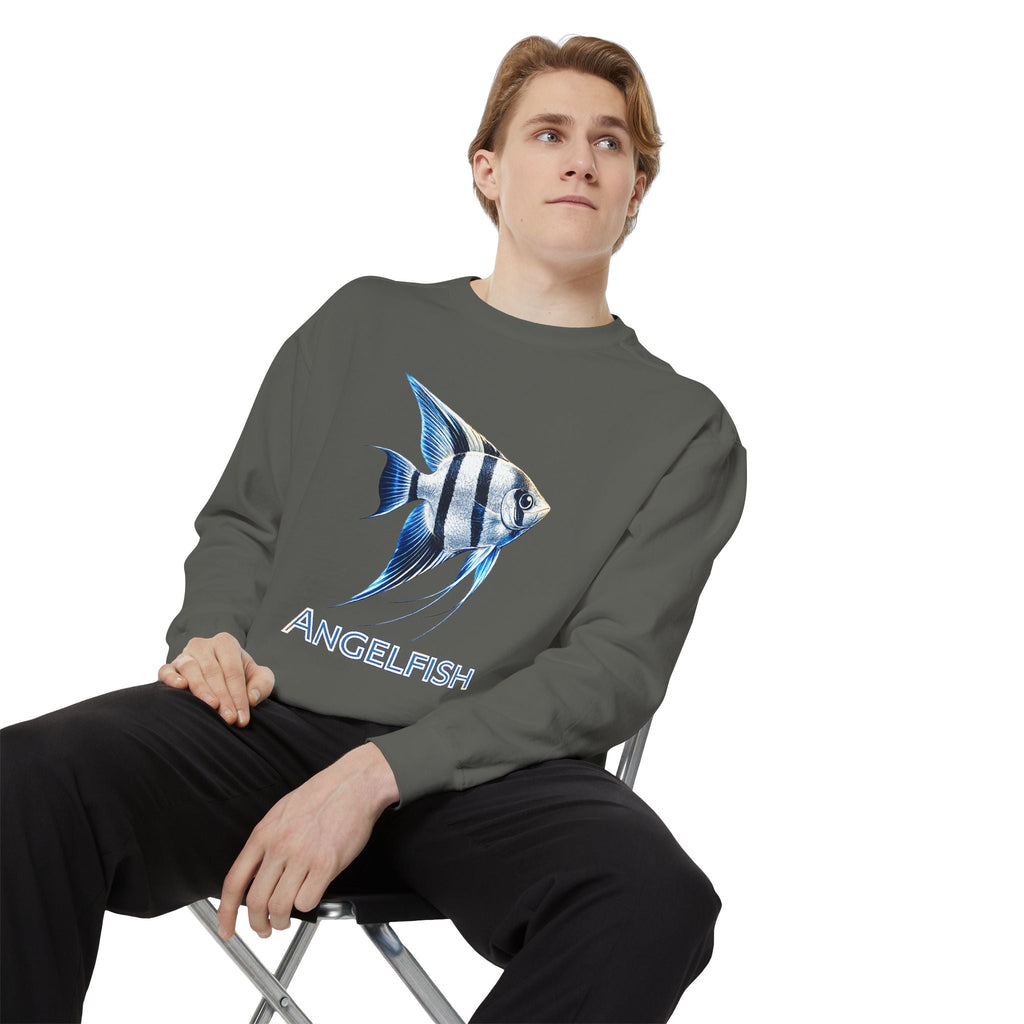 Angelfish Graphic Sweatshirt — Blue Tropical Fish Crewneck