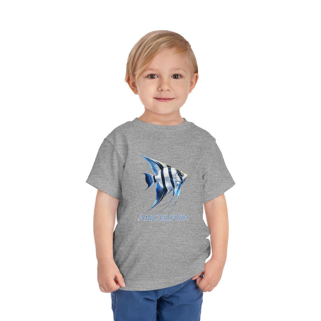 Angelfish Toddler Tee – Blue Aquarium Fish Graphic Shirt