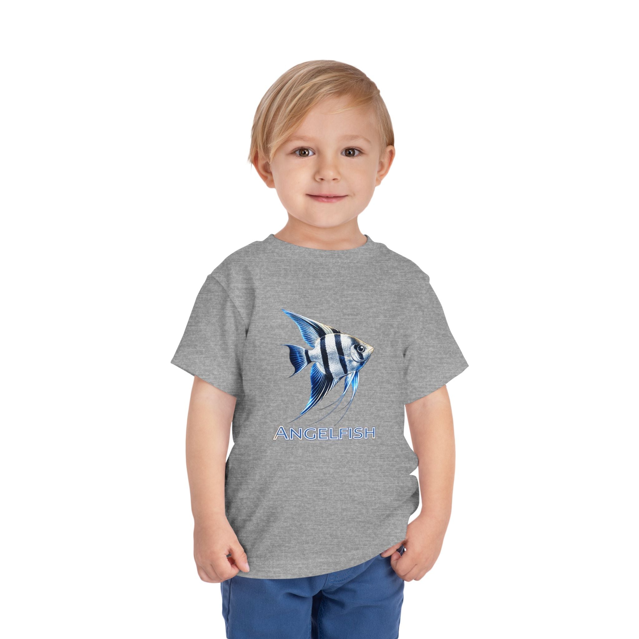 Angelfish Toddler Tee – Blue Aquarium Fish Graphic Shirt