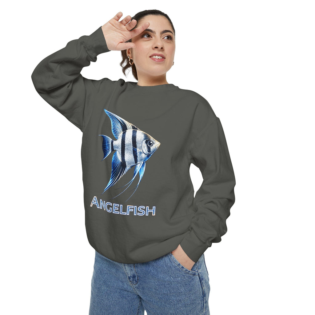 Angelfish Graphic Sweatshirt — Blue Tropical Fish Crewneck