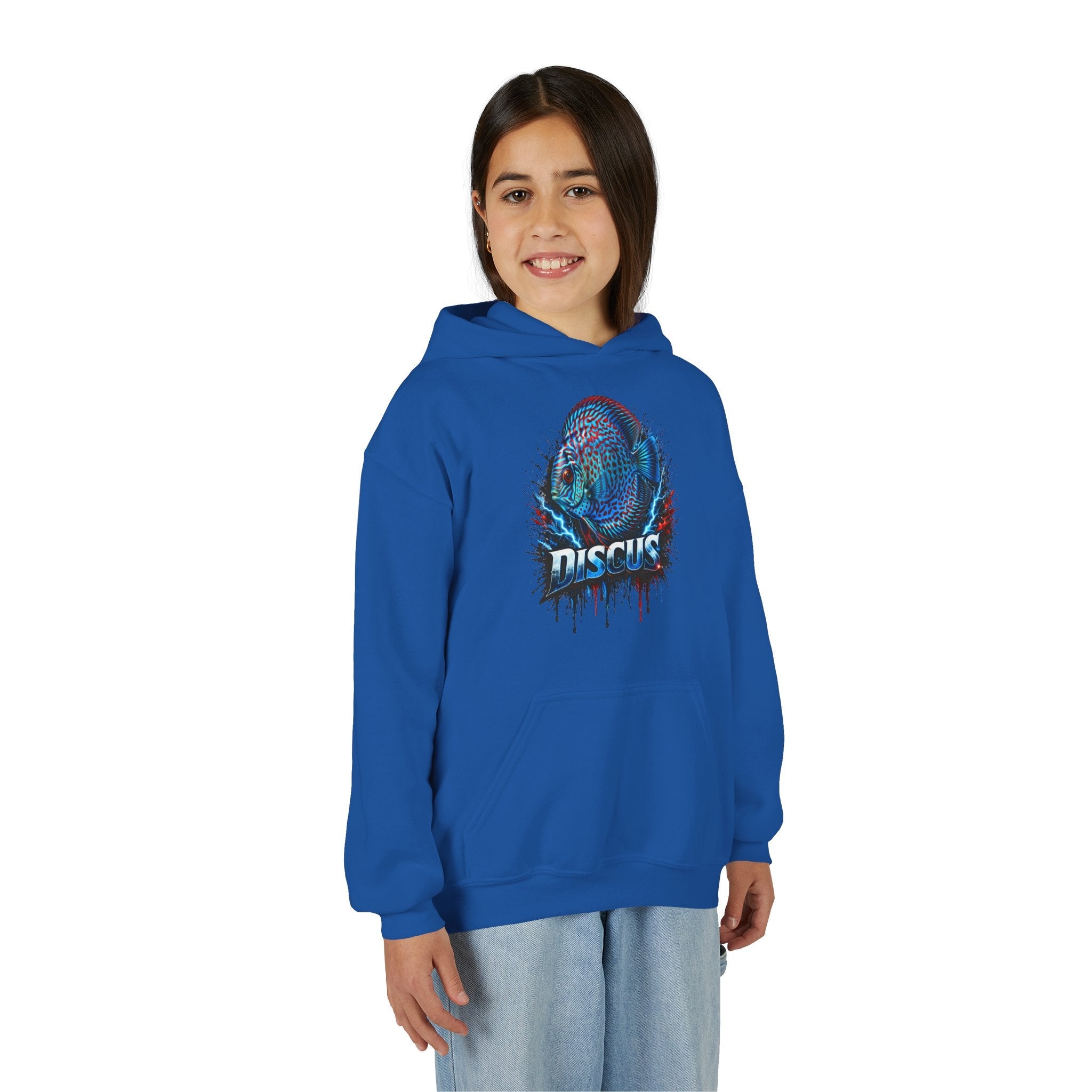 Youth Hoodie — Colorful Discus Fish Graphic Pullover