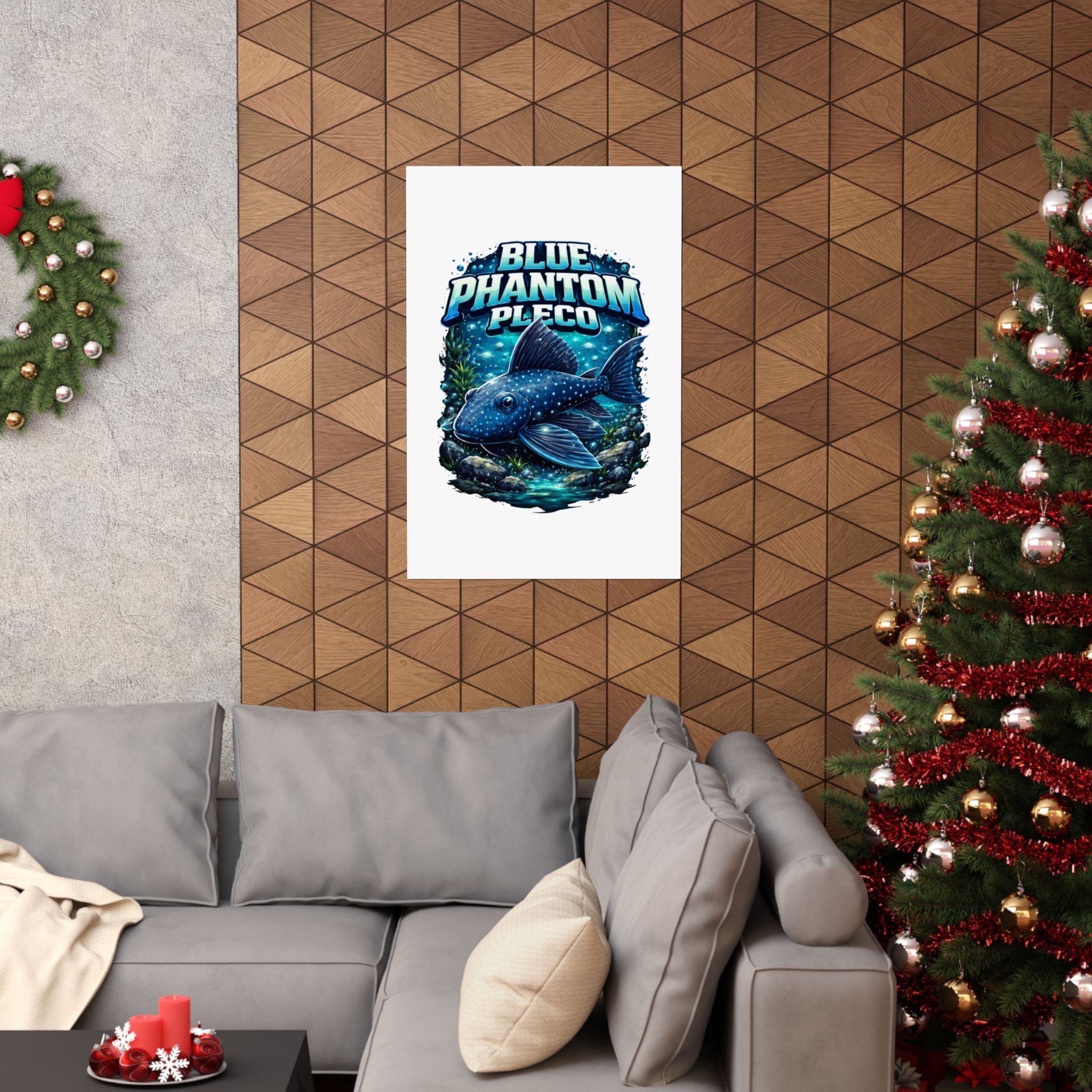 Blue Phantom Pleco Poster — Matte Vertical Aquarium Fish Art Print