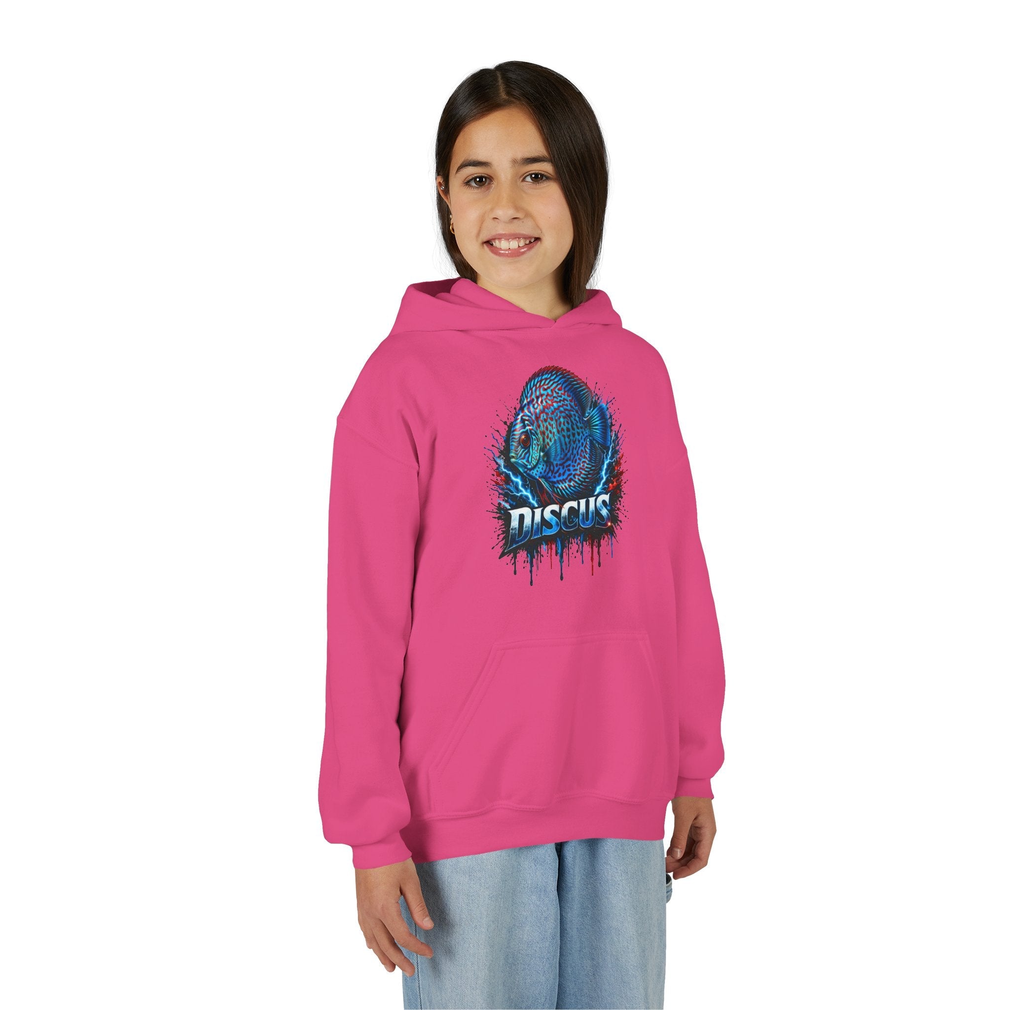 Youth Hoodie — Colorful Discus Fish Graphic Pullover