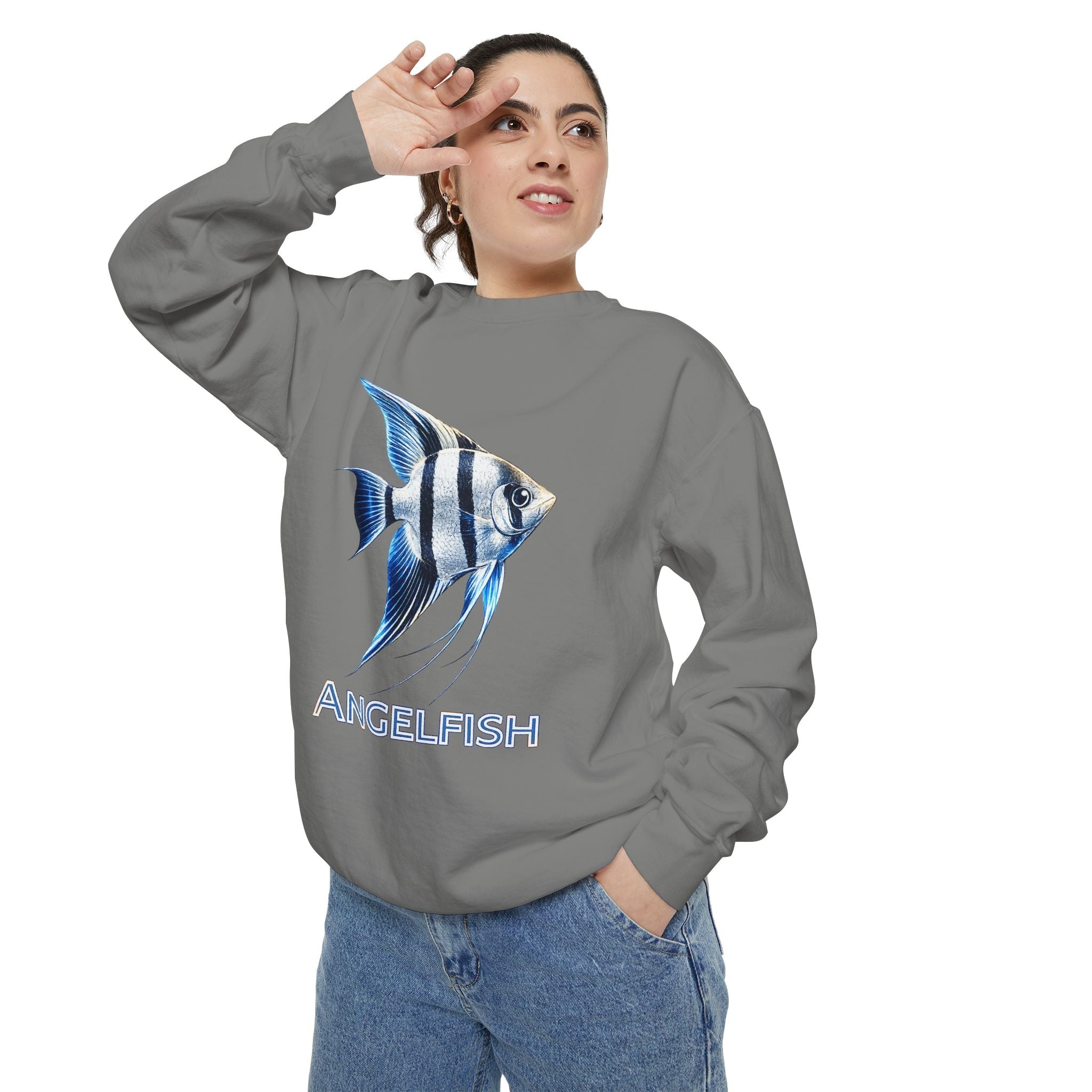Angelfish Graphic Sweatshirt — Blue Tropical Fish Crewneck