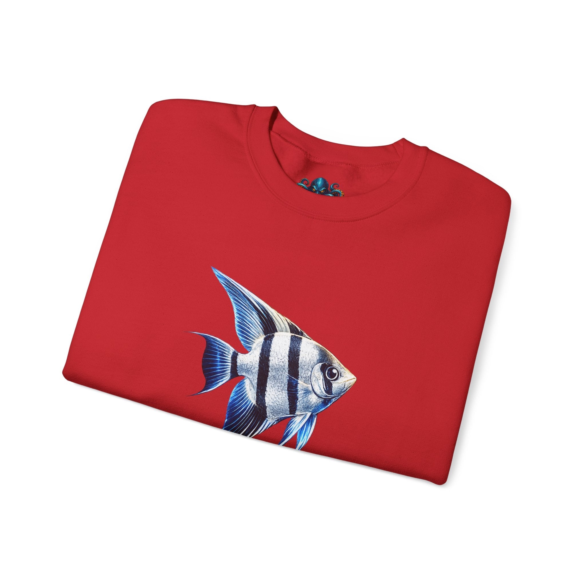 Angelfish Crewneck Sweatshirt — Blue Tropical Fish Graphic