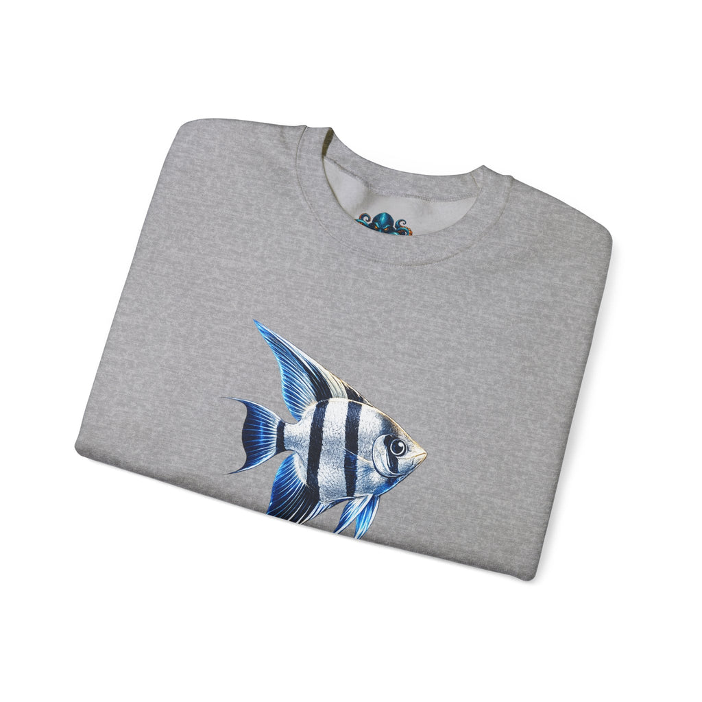 Angelfish Crewneck Sweatshirt — Blue Tropical Fish Graphic