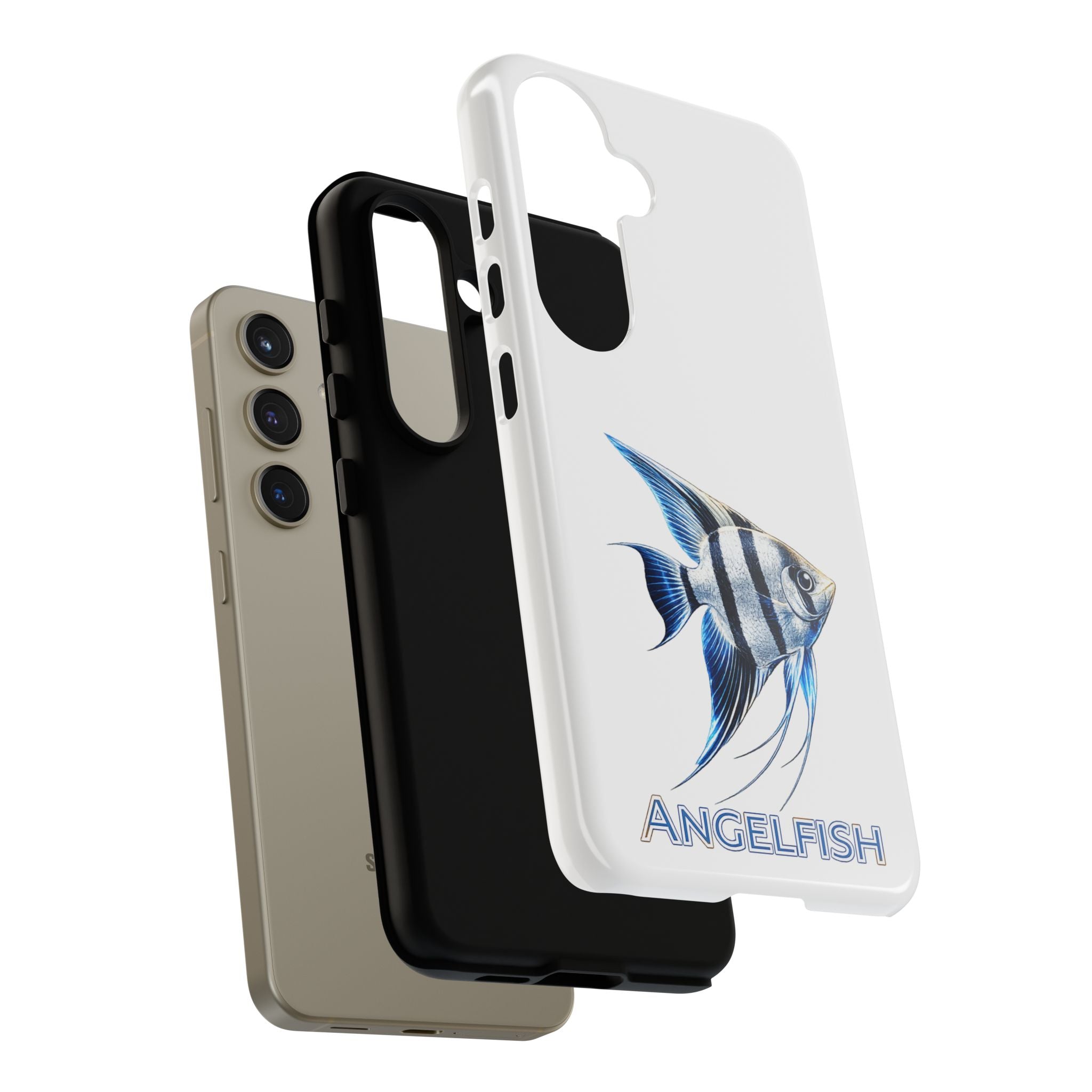 Angelfish Tough Phone Case – Durable Protective Case with Blue Tropical Fish Design