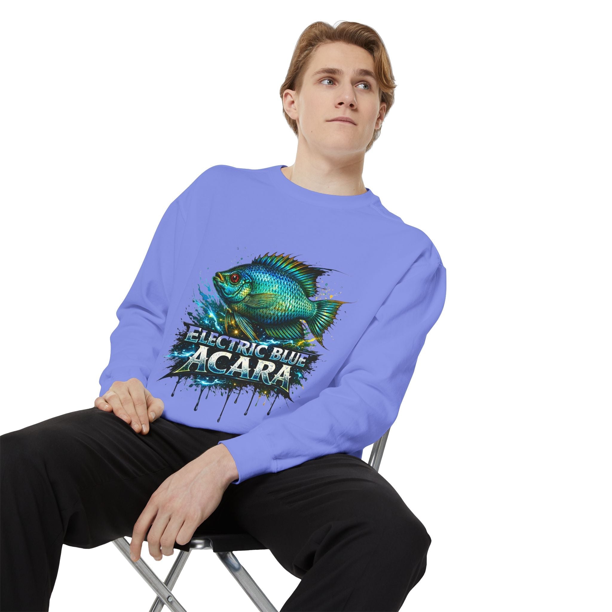 Electric Blue Acara – Garment-Dyed Premium Sweatshirt